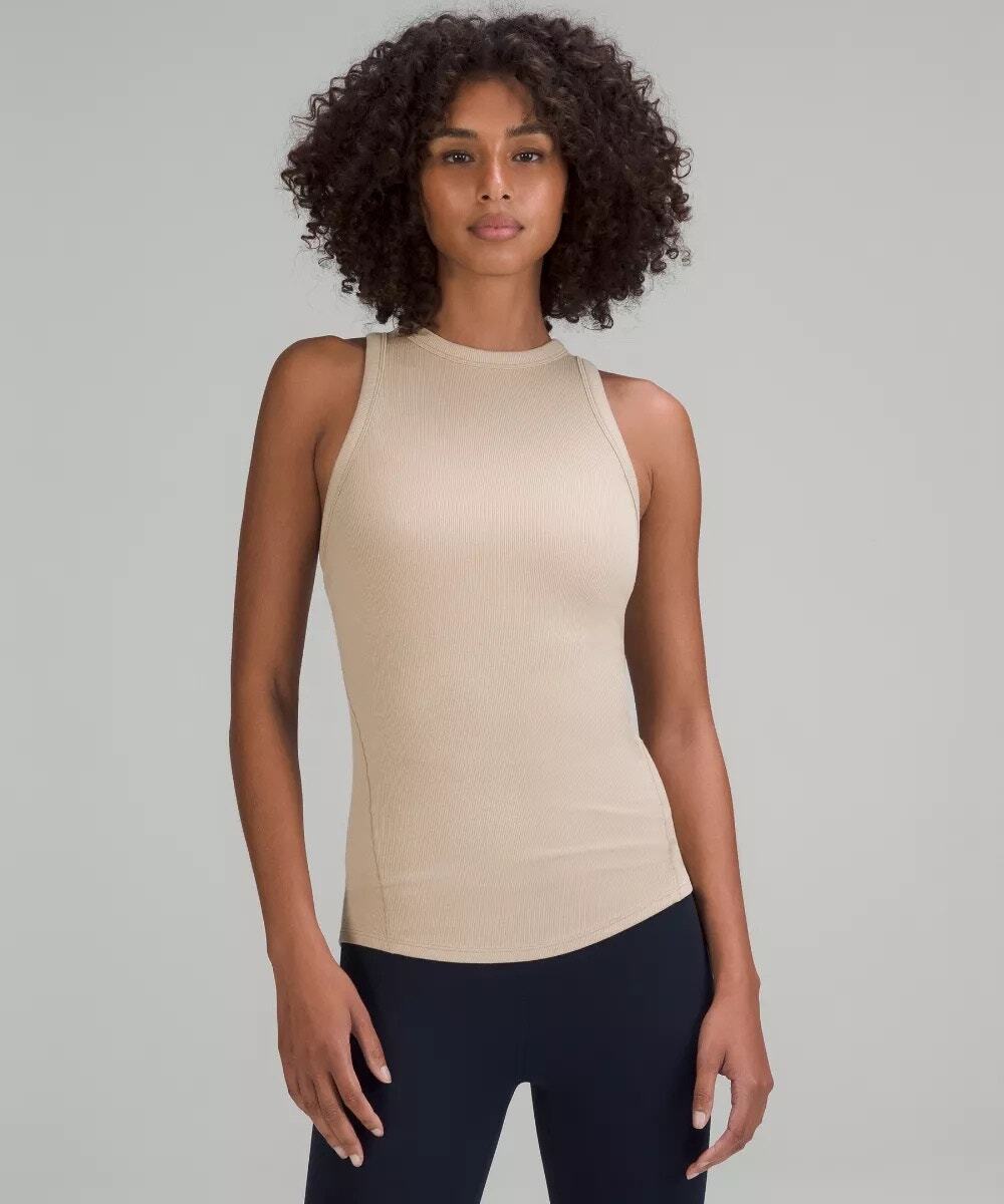 Gym Lululemon Slim Fit Hold Tight Modal Blend High Neck Full Length Tank Top
